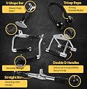 Combo Gym Cable Machine Attachments – Tricep Rope, V Bar, Straight Rotating Bar & Row Handle | Heavy Duty Strength Training Cable Machine Attachment for Home Gym & Workout, Strength Training gallery image
