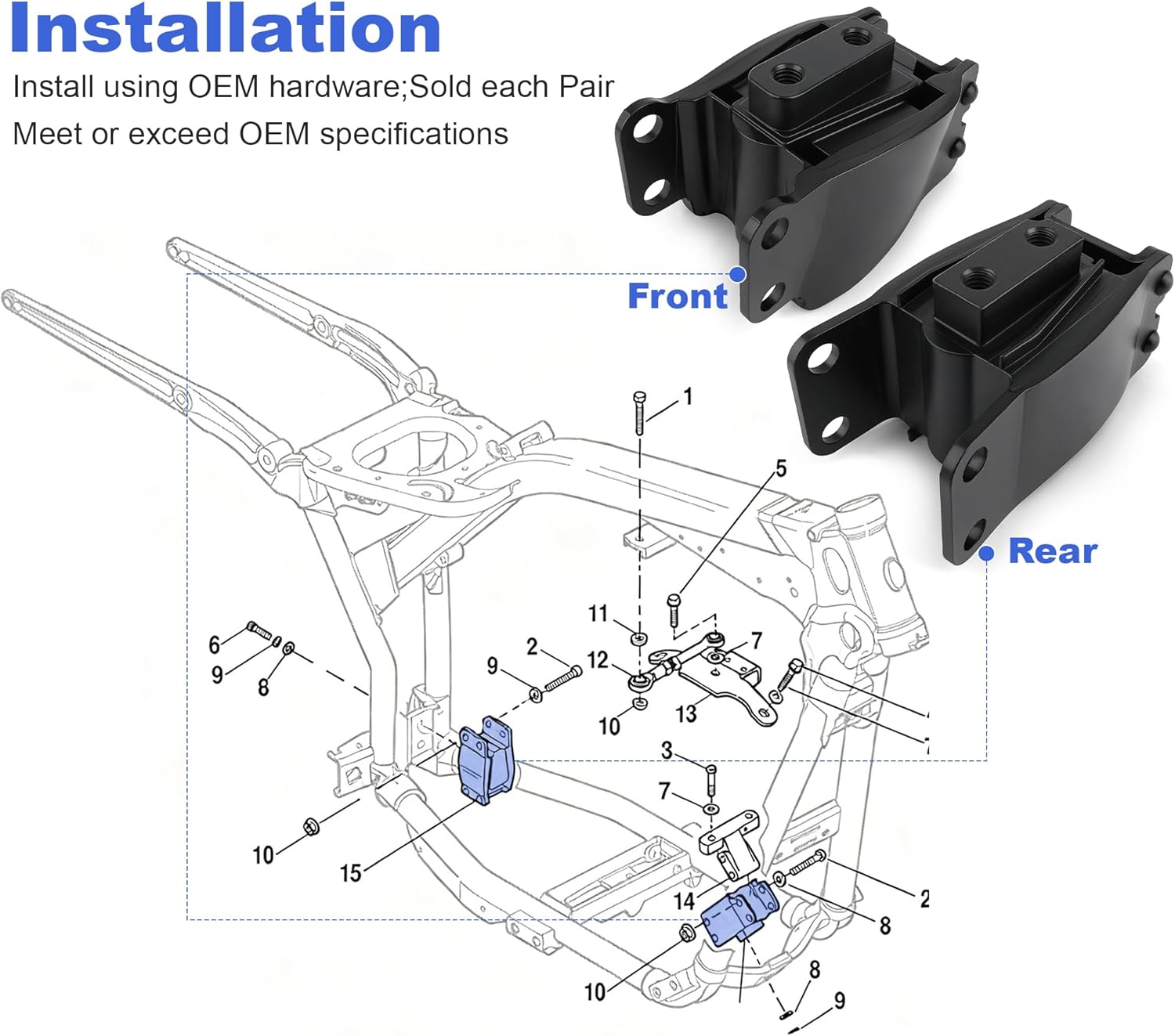 2PCS Front & Rear Isolators Engine Motor Mount Compatible with Harley Davidson 1991-2017 Dyna FXD/FXDWG, Repl OEM # 47583-90/B;47564-99