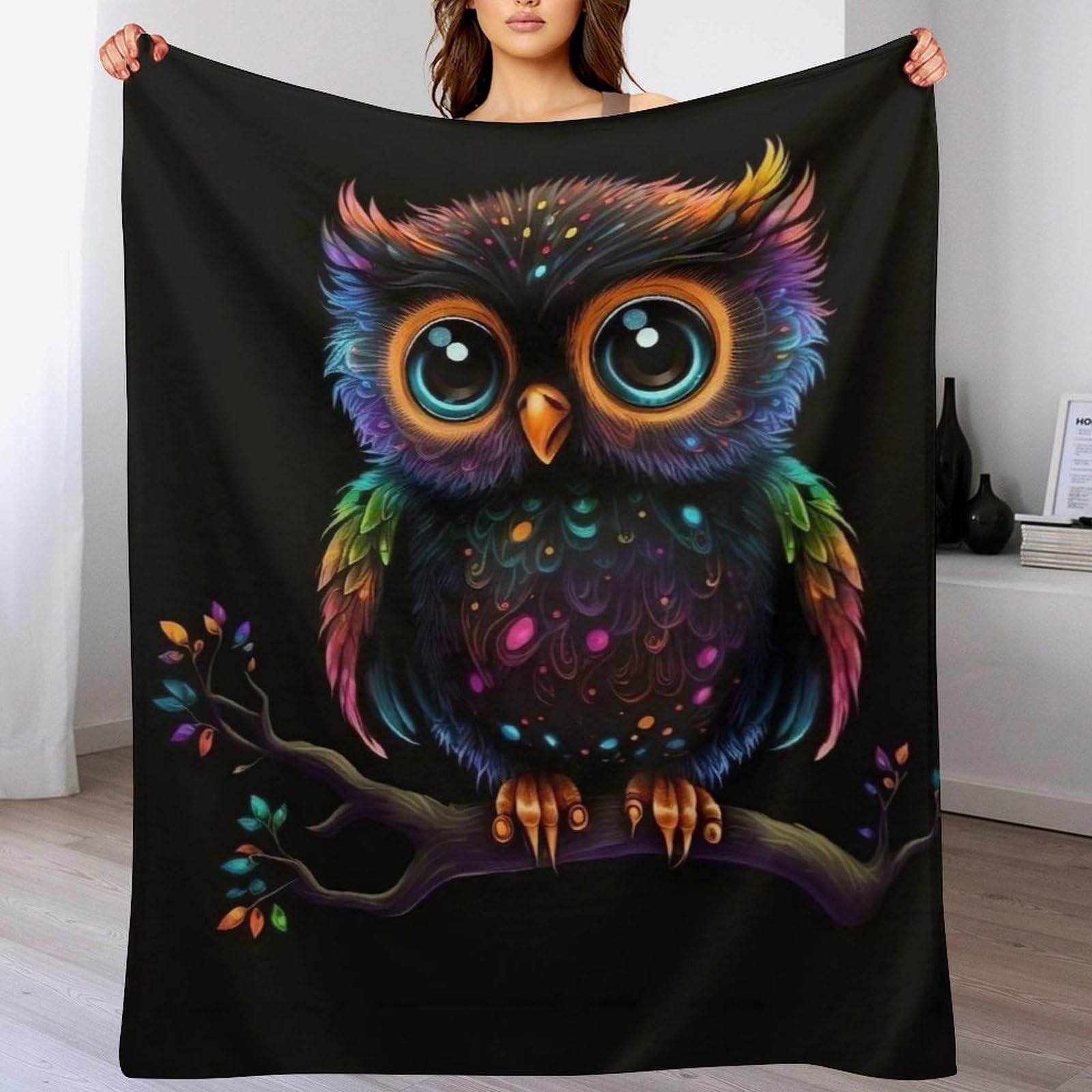 Couverture plaid hibou 3D pour des soirées cocooning sur le canapé