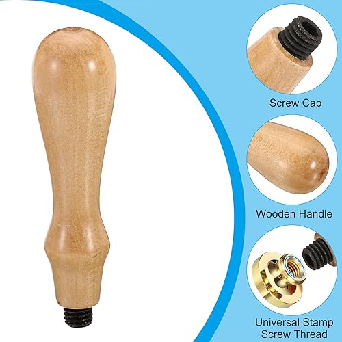 Miniatura 3 de PATIKIL Mango de sello de cera solamente, mango de madera de repuesto para sello de invitación de boda, tarjeta de invitación de boda, estilo sobre,