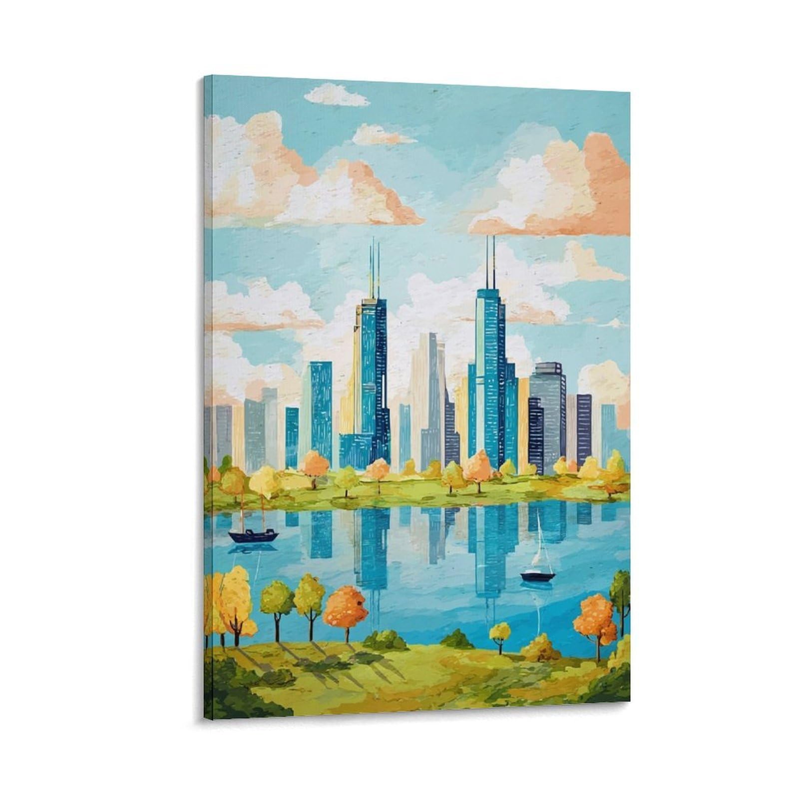 ZBBGGOZ Montreal Poster 24x36inch(60x90cm) Vintage Watercolor Canvas Art