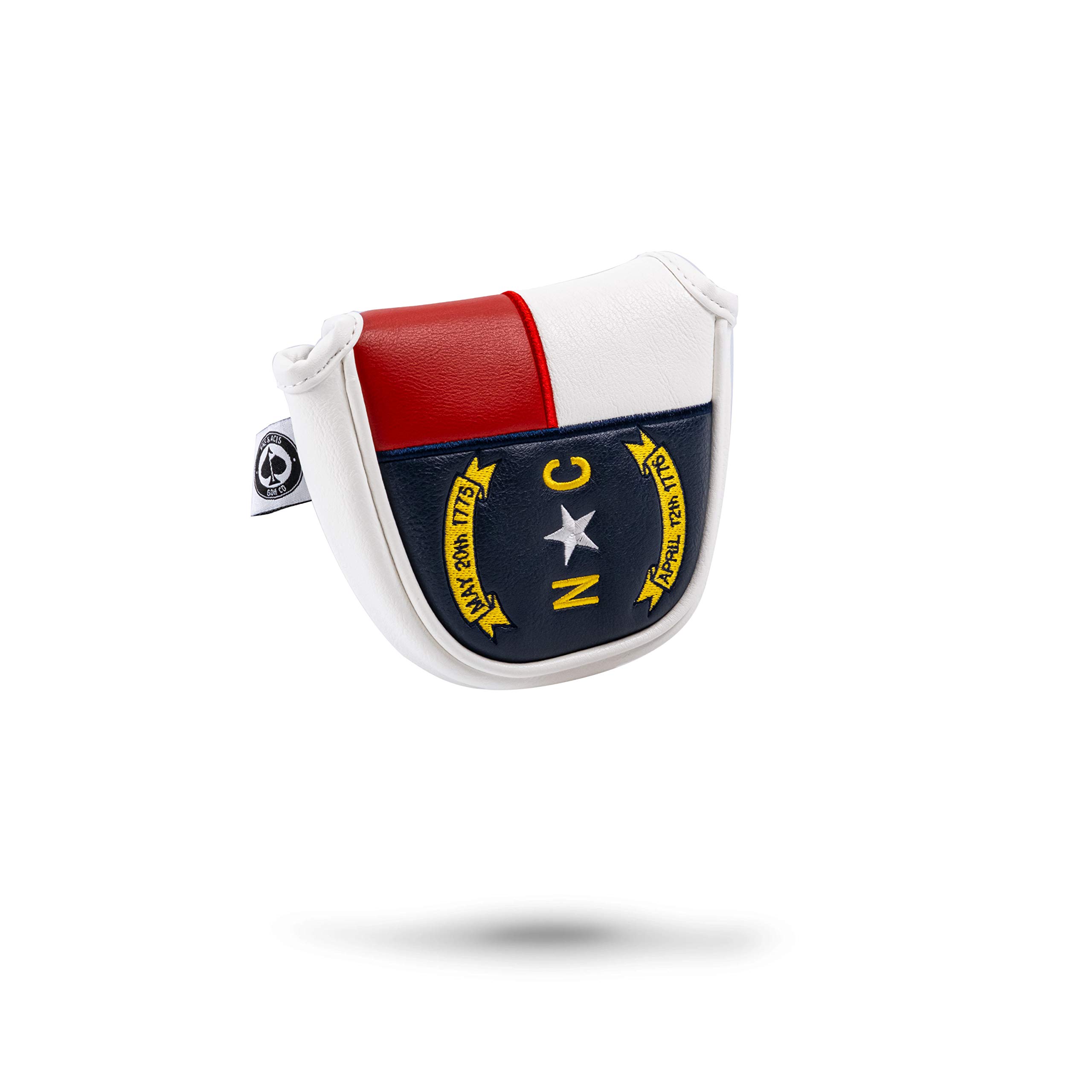 Pins & AcesNorth Carolina Tribute Premium Golf Club Head Cover - Premium, Hand-Made Leather Headcover - NC Flag Styled, Tour Quality Golf Club Cover - Style & Customize Your Golf Bag