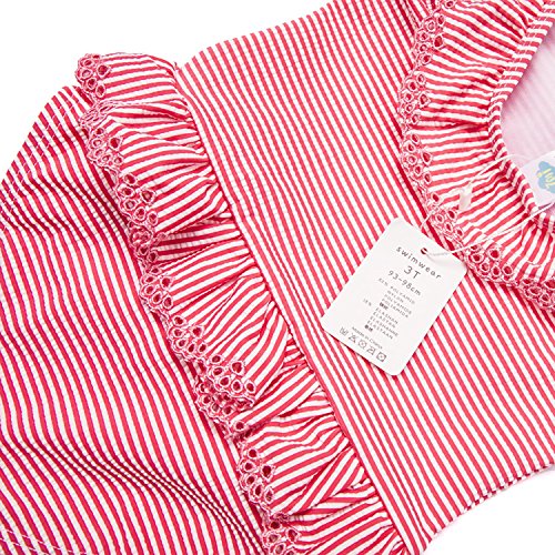 7-Mi Kids Girl Swim Jumpsuit Red Grid/Navy Sailor One-Piece Swimwear Bowknot Navy Blue 1-5Yrs thumb #1
