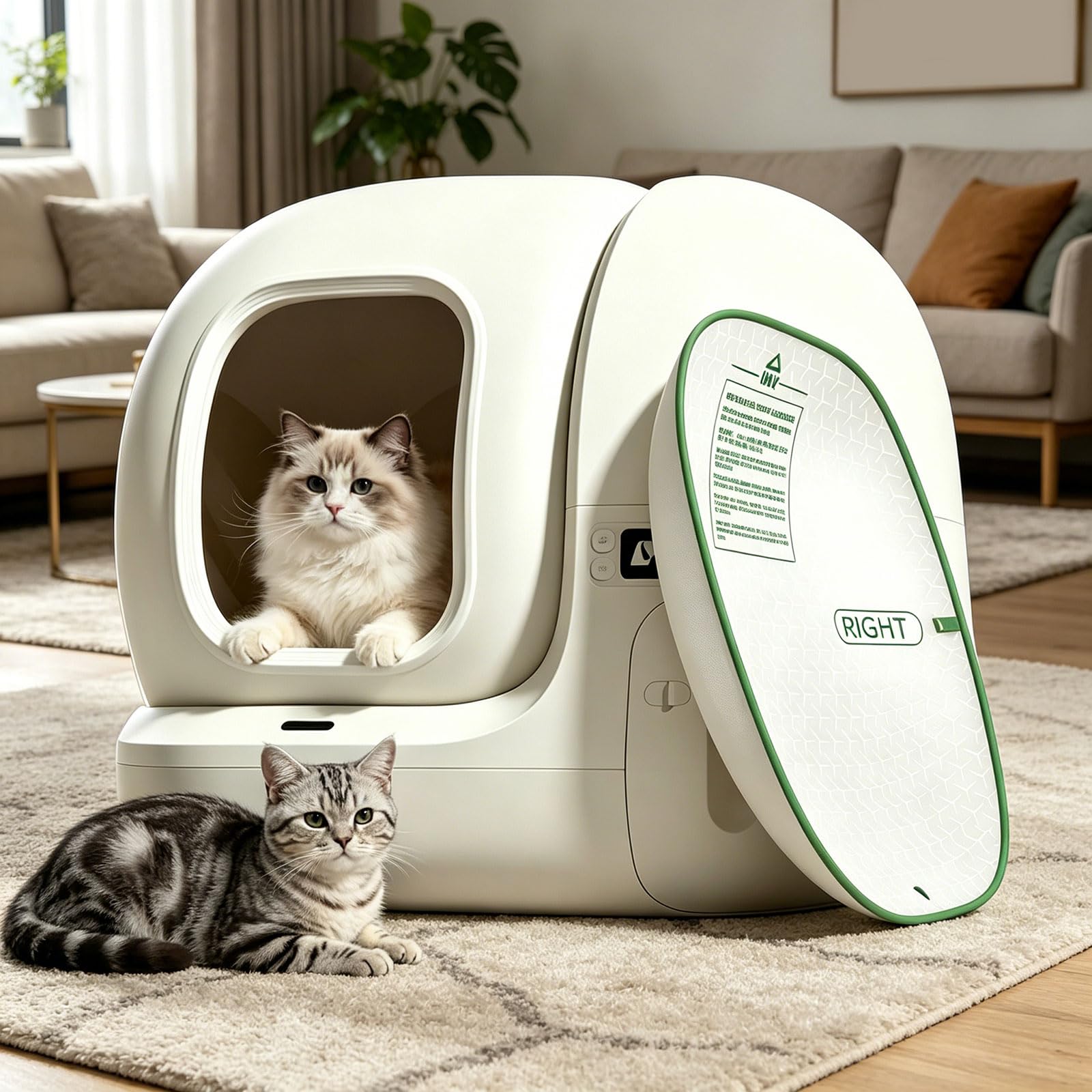 PANGBOER Ersatzpolster für Katzentoilette aus Oxford Stoff, 40 x 40 cm, passgenaue Einlage mit Links RECHTS Einrichtungsmarkierungen für die tägliche Pflege