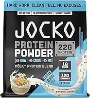 Vista 17 de Jocko Fuel Mölk Proteína de suero en polvo 22g Mezcla baja en azúcares de fruta del monje - Recuperación y crecimiento muscular, el embalaje puede