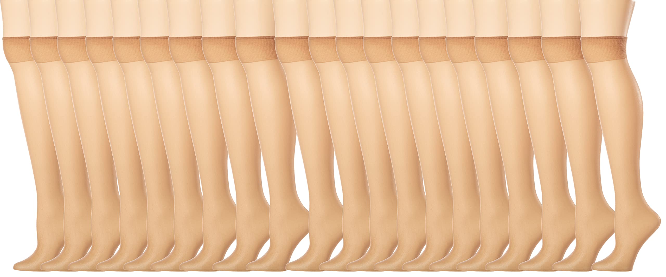 womens Everyday Knee-highs, Sheer Toe, 100% Nylon Tights (pack of 20)