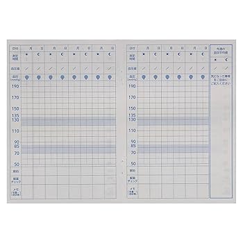 血圧手帳 Amazon | 血圧記録手帳（くすみ青）数値1回記録式 1年分記録 B6
