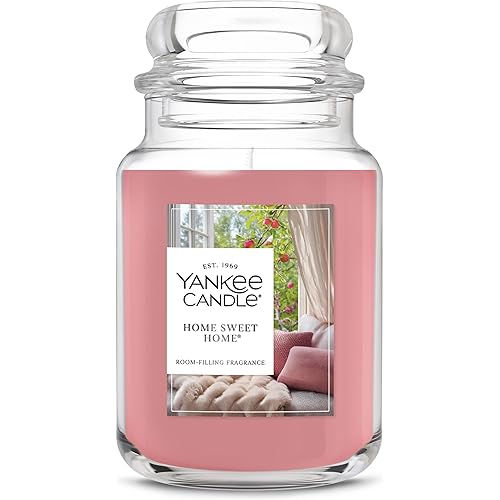 Yankee Candle Large Jar Scented Candle with up to 150 Hour Burn Time, Premium Plant Wax Blend for Consistent Burn, 22 oz Jar Candle with Room Filling Fragrance, Home Sweet Home