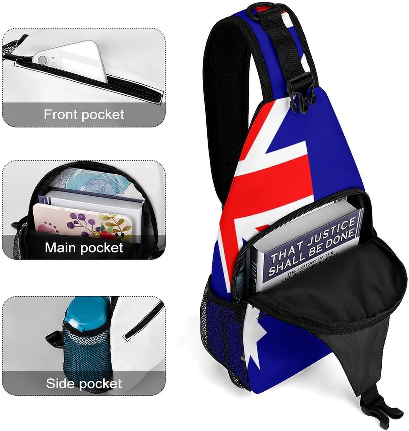 Australia Flag Sling Bag Crossbody Chest Bag Shoulder Bag For Travel Hiking Cycling Camping