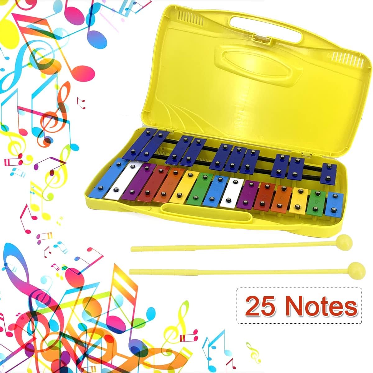 TABODD 25Note Xylophone Glockenspiel, Colorful Musical Instrument Toy