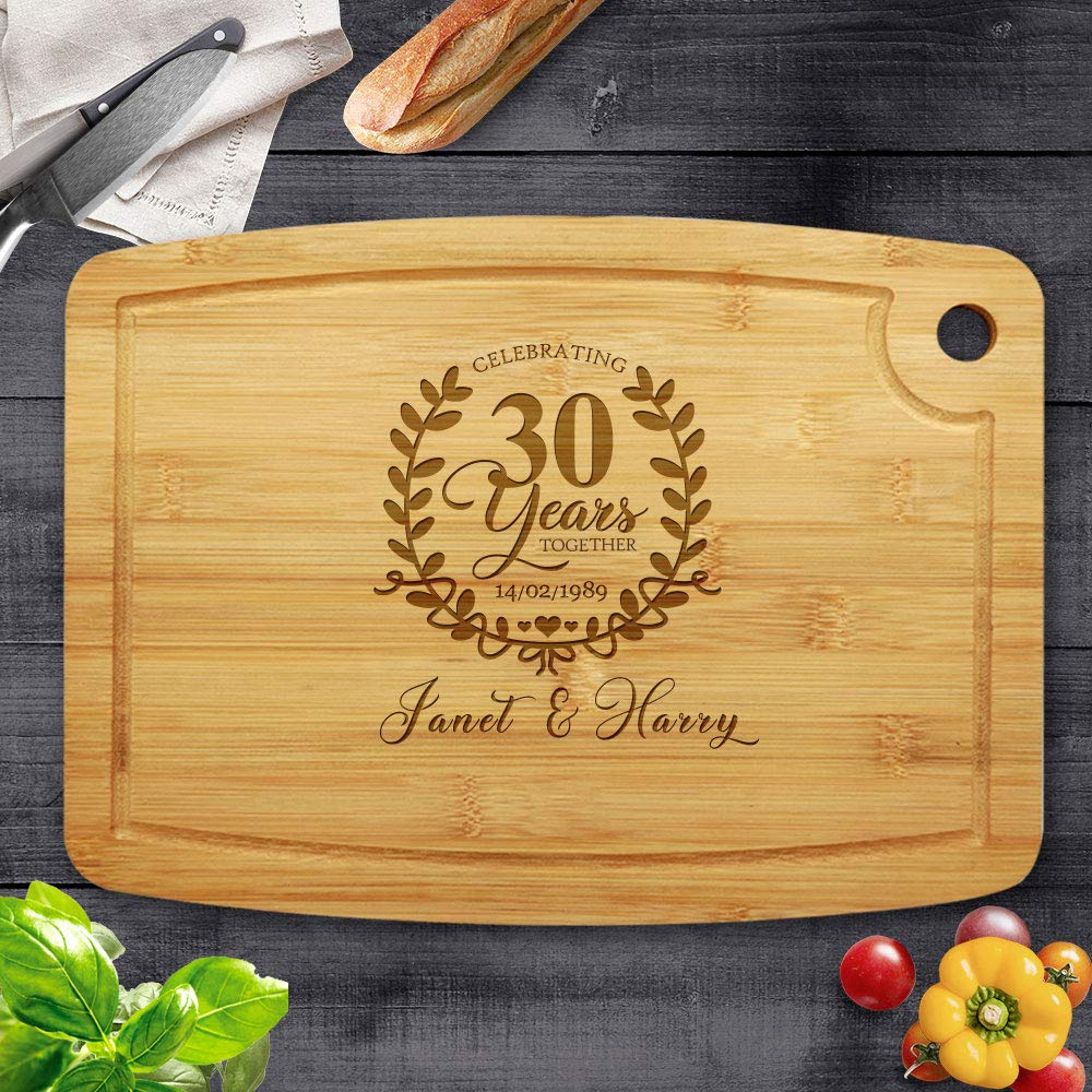 Personalised Bamboo Chopping Board Cheese Board Bamboo Cutting Board Wedding Gifts for The Couple,Engagement Gifts,Gift for Parents Custom Anniversary,Birthday,Christmas(Design 2)