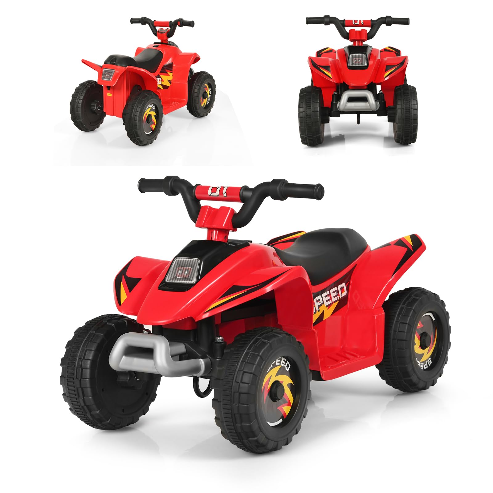 SOARS Auto elettrica per bambini, Quad elettrico per bambini ATV 6V, camminata anteriore/posteriore, sedile ergonomico, ruote antiscivolo, caricatore incluso, carico 30 kg, per ragazzi e ragazze 3