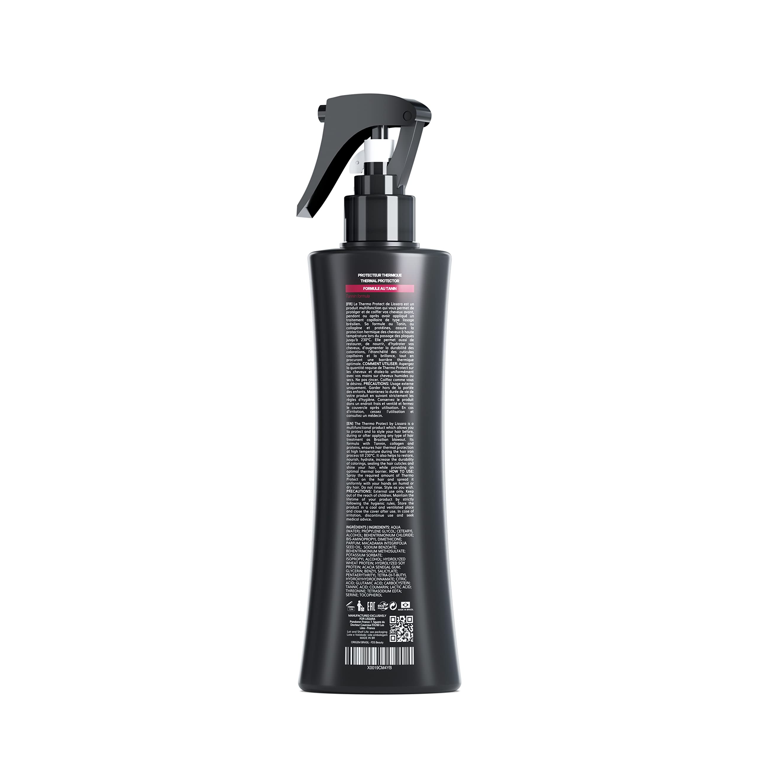 Thermo Protect Lissara Spray z kolagenem i taniną białkową - Pielęgnacja włosów Ochrona przed ciepłem 230 ° C - Naprawa i ochrona bez spłukiwania - Prostownica do włosów i brazylijskie prostowanie - 300ml