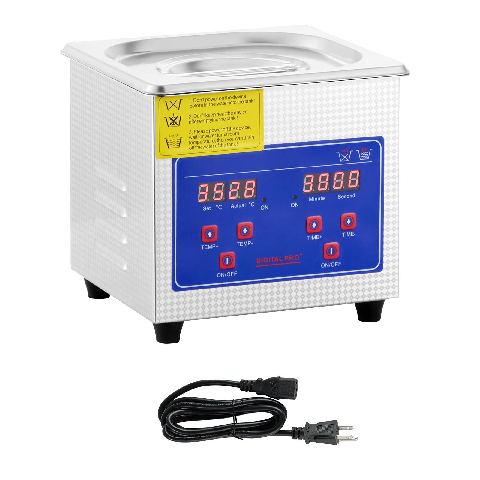 Professionel Nettoyeur Ultrasons 1L Avec Chauffage Et Rglage Du Temps Nettoyant Sonique Professionnel En Acier Inoxydable 60 W Pour Les Bijoux,Les Lab,Les éQuipements Dentaires Et Industriels (1L)