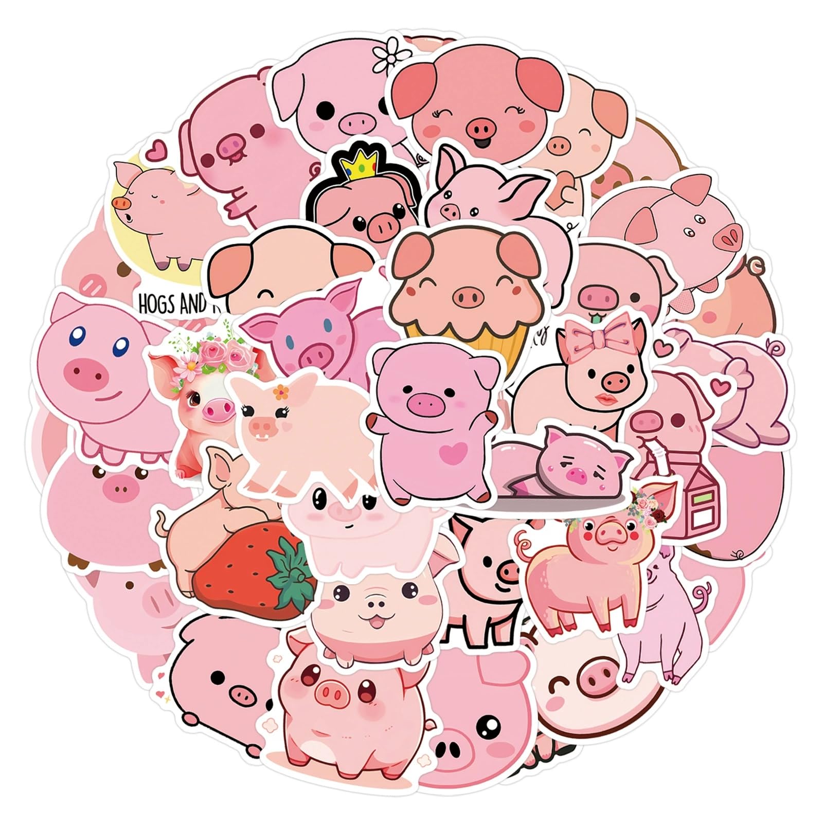 Pig Stickers for Laptop(50 PCS),Gift for Children Teens Adults Girl Boys,Pig Waterproof Stickers for Skateboard,Scrapbook,Bike,Phone,Computer,Luggage Water Bottle Guitar - Image 4