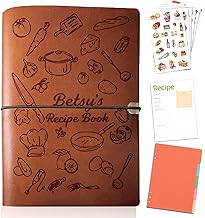 Personalized Recipe Book Recipe Book to Write in Your Own Recipes, 6.7" x 9" Customizable Recipe Book, 5 Dividers and Space for 80 Recipes, Gift for Christmas, Birthday, Grandma, Mom, Dad (Brown)…