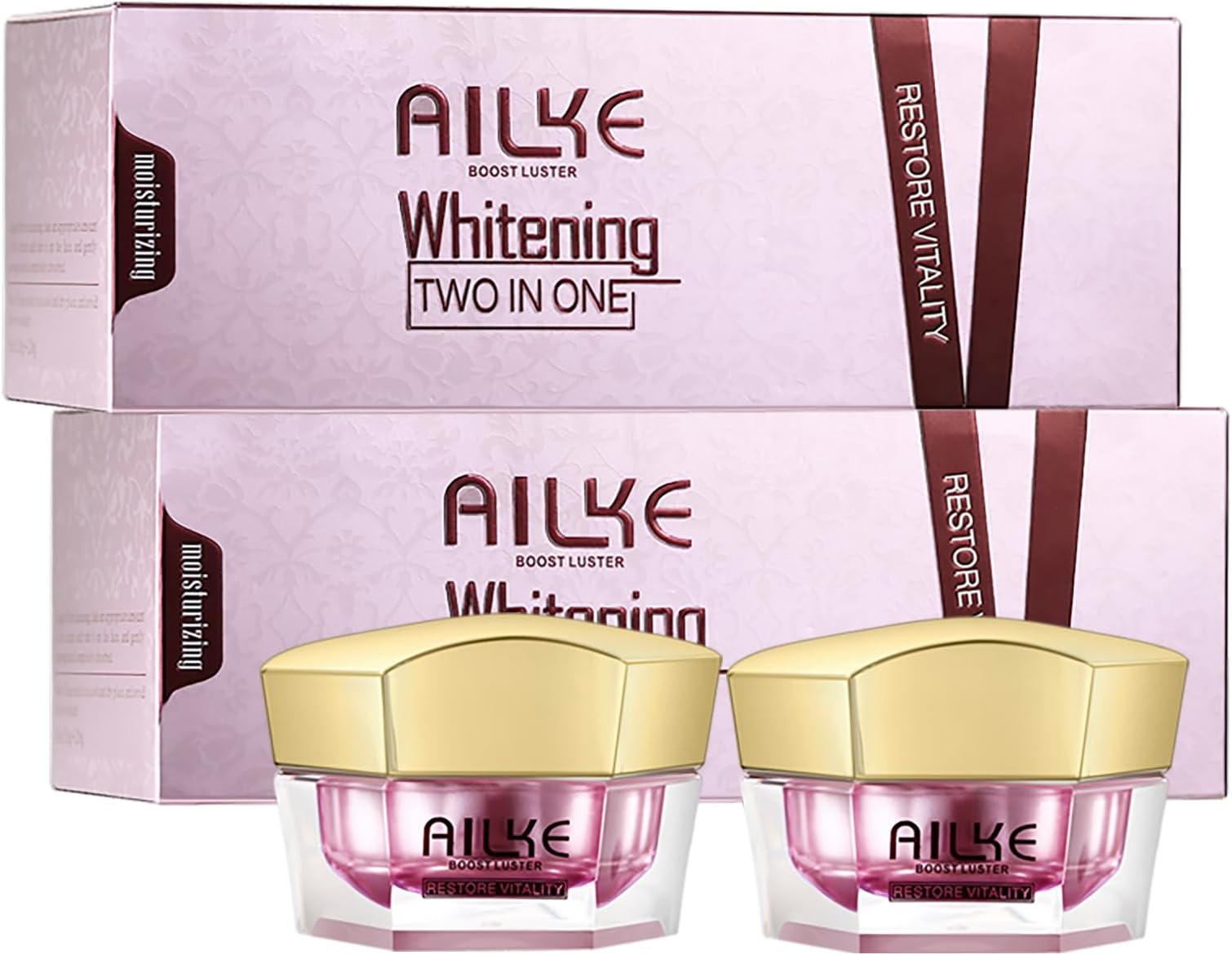 AILKE Whitening Day & Night Face Cream, Deeply Clean Skin, Remove Dark Spots, Sun Spots, Wrinkles, With Sodium Hyaluronate, Lighten Facial Cream for Men, Women, 40g (Pack of 2)
