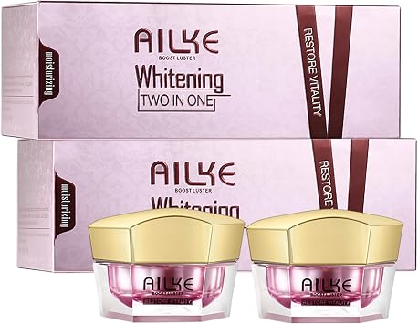 AILKE Whitening Day & Night Face Cream, Deeply Clean Skin, Remove Dark Spots, Sun Spots, Wrinkles, With Sodium Hyaluronate, Lighten Facial Cream for Men, Women, 40g Pack of 2