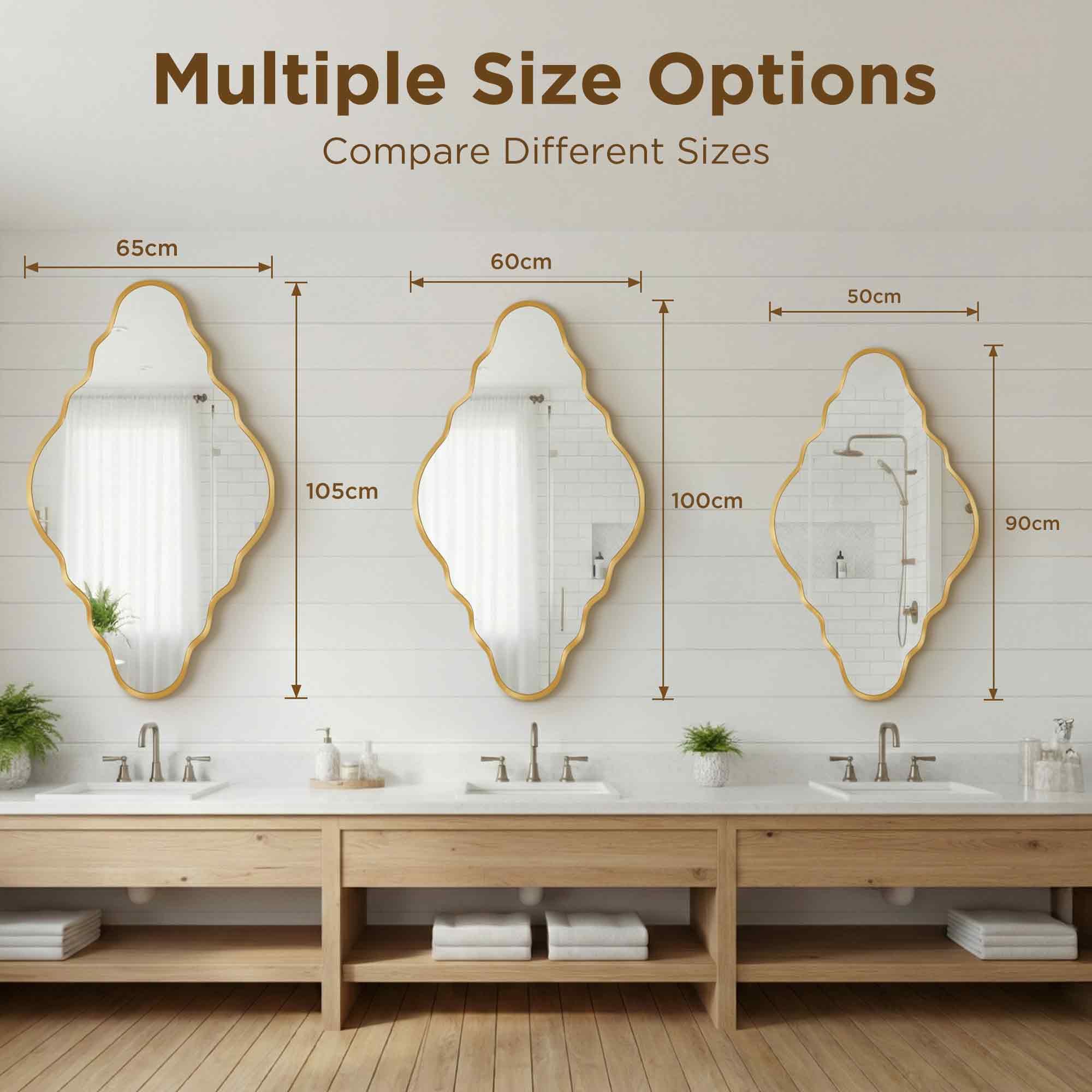 Espejo de Pared Diamante con Marco de Aluminio Cepillado & Cristal de Seguridad Templado para Baño, Entrada & Salón