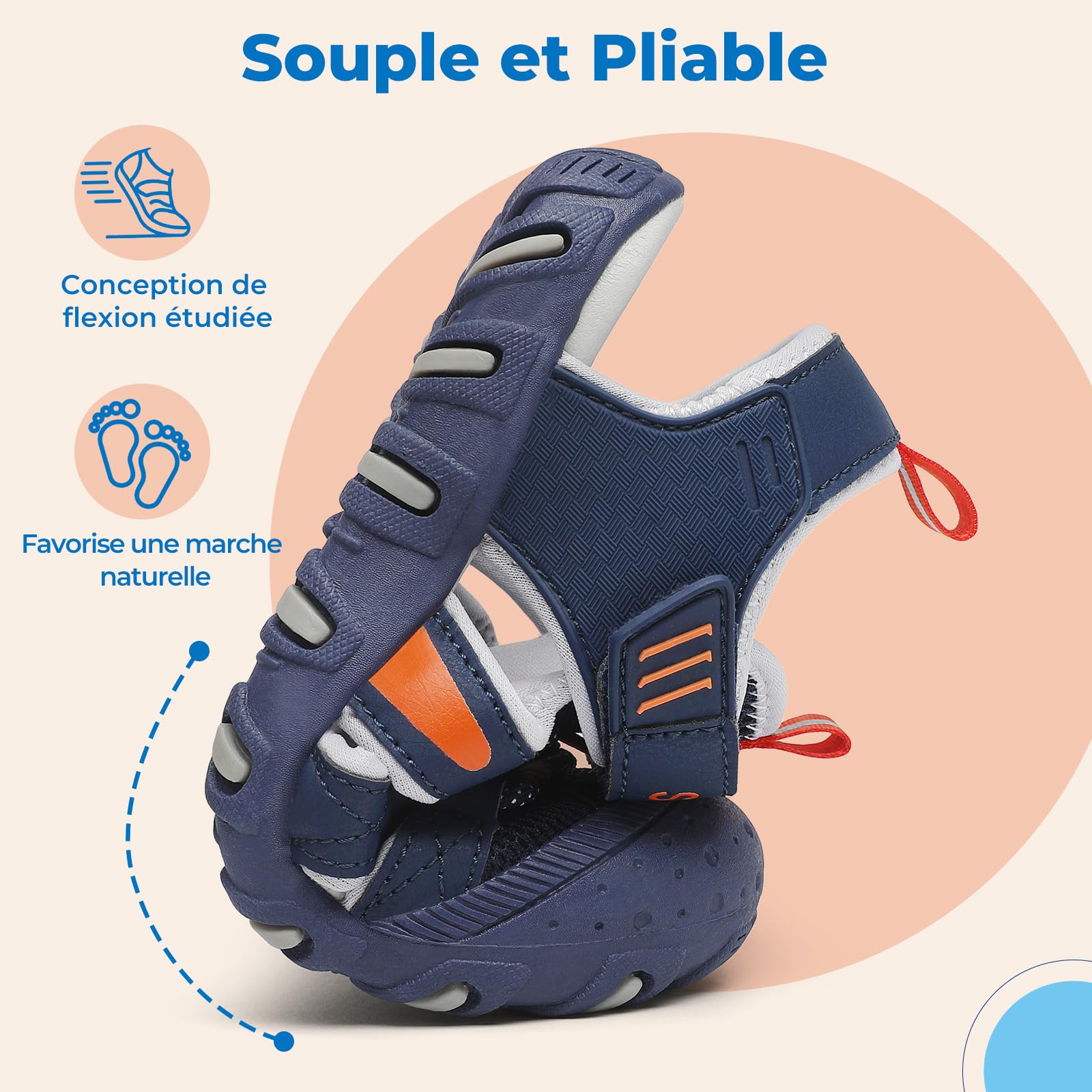 SAGUARO Sandales Garçon d’Été à Bout Fermé Enfant Chaussures Outdoor Antidérapantes et Respirantes Sandales,25-38