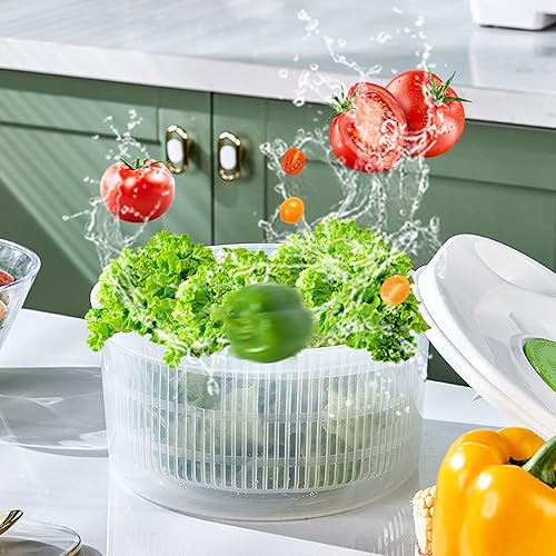 Miniatura 4 de 2023 Nuevo Spinner de ensalada grande, colador giratorio para verduras, colador giratorio de verduras, secadora de lechuga, fácil de limpiar,