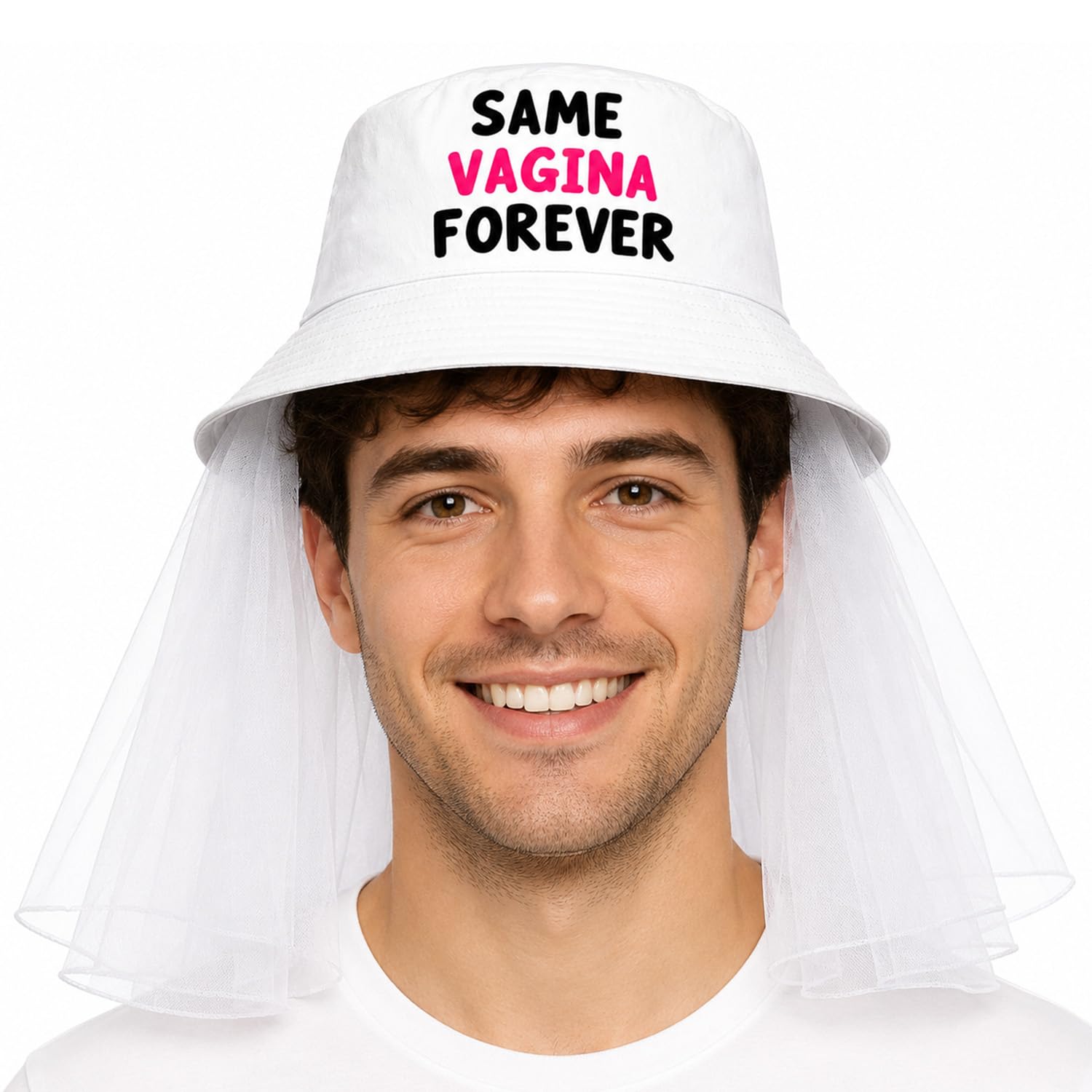 Leseogye 3 Pcs Stag Do Party Bucket Hat Set, Stag Do Party Hat with Veil & Pin, Novelty Groom Accessories for Bachelor Bachelorette Party Supplies