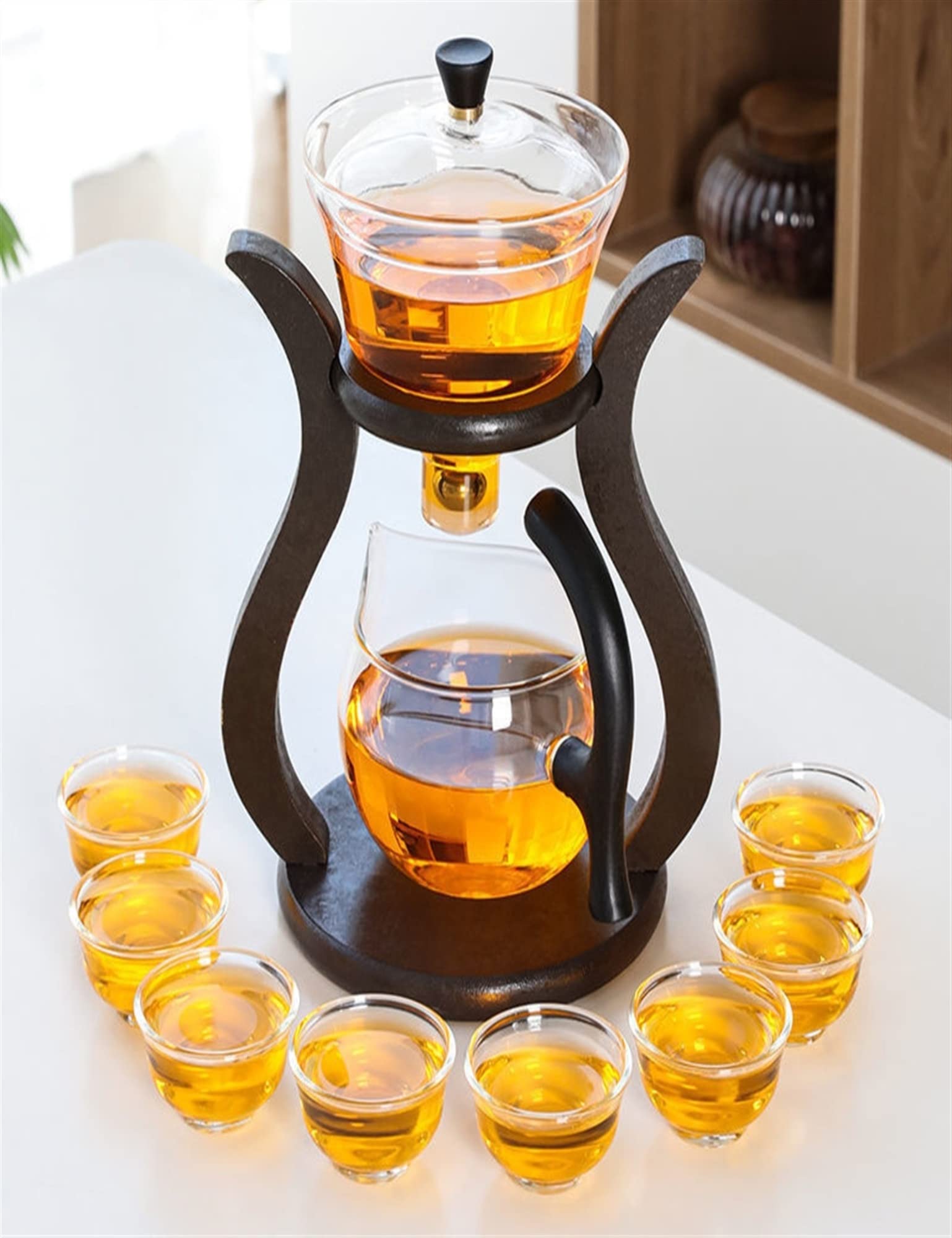 Glaskanne Tee Lazy Teeset Aus Glas – Magnetische Tropfkanne Mit Infuser – Für Losen Tee, Blütentee & Kaffee – Hitzebeständig Bis 150°C – Tropffreier Ausguss – Inkl. Edelstahlfilter