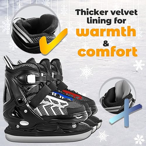 Miniatura 4 de Nattork Adjustable Kids Ice Skate for Boys, Soft Padding and Reinforced Ankle Support Ice Skate for Men, Fun to Skate!