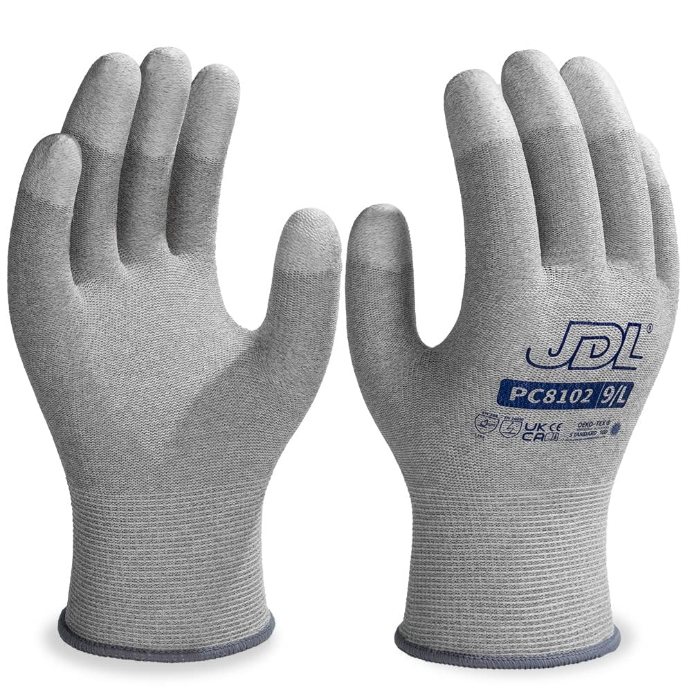 JDL ESD Work Gloves Anti-Static Gloves for PC Building Computer Installation Repair High Resistance Carbon Fiber Gloves 36