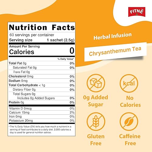 Miniatura 7 de FITNÈ Té de hierbas de crisantemo, infusión de senna, suave, suave, relajante, natural, suave, desintoxicante, sin calorías, sin cafeína, 60 bolsas