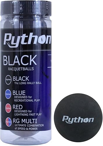 Python 3 Ball Can Black Racquetballs (¡Bola larga de rally!)