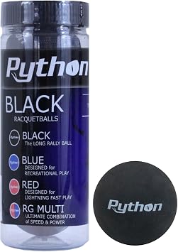 Python 3 Ball Can Black Racquetballs Long Rally Ball!