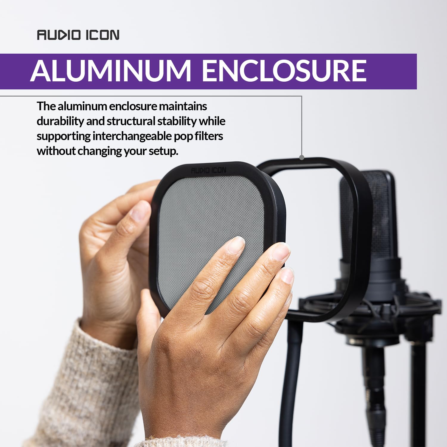 Flex Pro, austauschbarer Mikrofon-Pop-Shield-Filter für Aufnahmen mit robustem, flexiblem Schwanenhals von Audio Icon (Pop-Filterpaket)