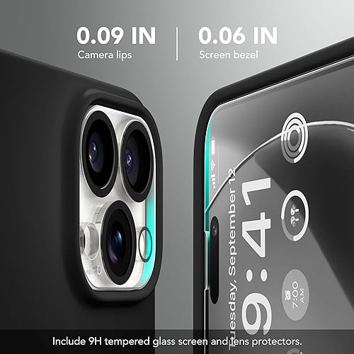 Miniatura 7 de GONEZ Funda de silicona para iPhone 14 Pro Max, compatible con MagSafe, con 2 protectores de pantalla + 2 protectores de lente de cámara, silicona