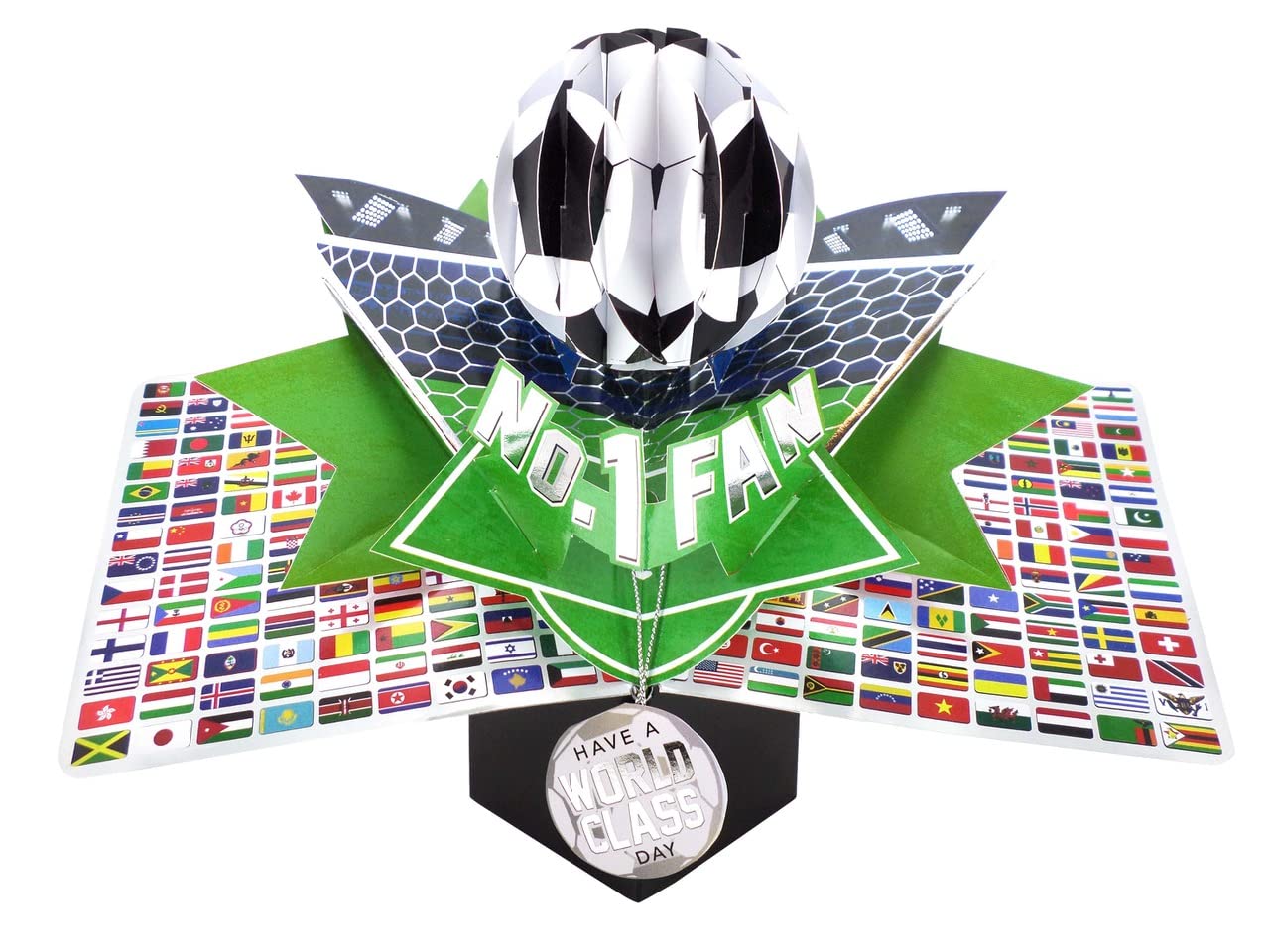 Football Fan Pop Up Greeting Card with World Cup Flags Birthday Or Any Occasion POP231