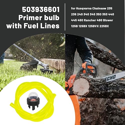 Miniatura 5 de Paquete de 4 bombillas de cebador 503936601 con líneas de combustible para motosierra Husqvarna 235 236 240 340 345 350 353 440 445 450 Rancher 460