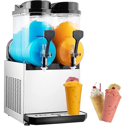 110V Commercial Slushy Machine,15/30/45L Stainless Steel Margarita Smoothie Frozen Drink Maker for Ice Juice Tea Coffee Making, Sliver