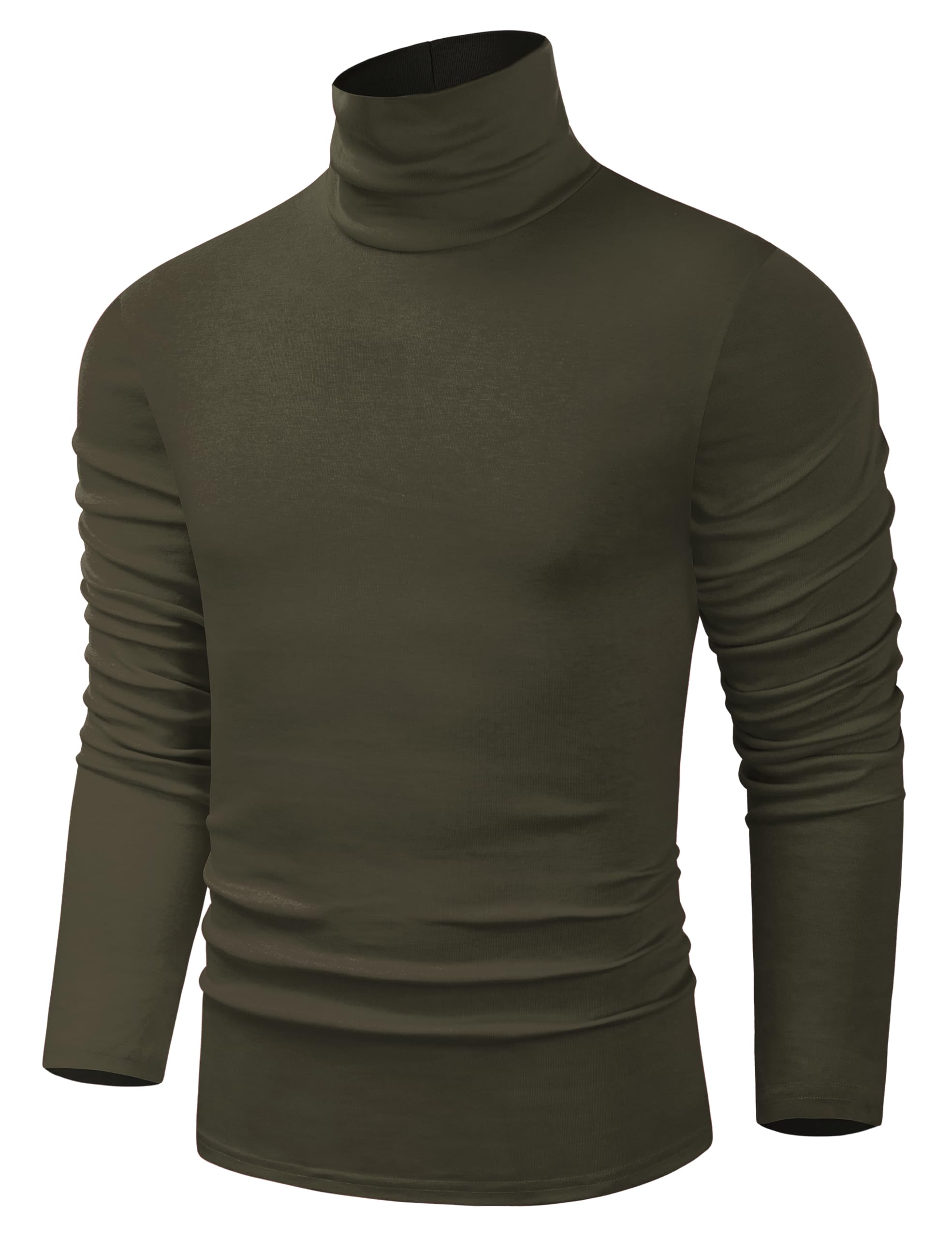 TAPULCO Men Turtleneck Long Sleeve Knitted Pullover Basic Slim Fit Casual Soft Comfy T Shirts