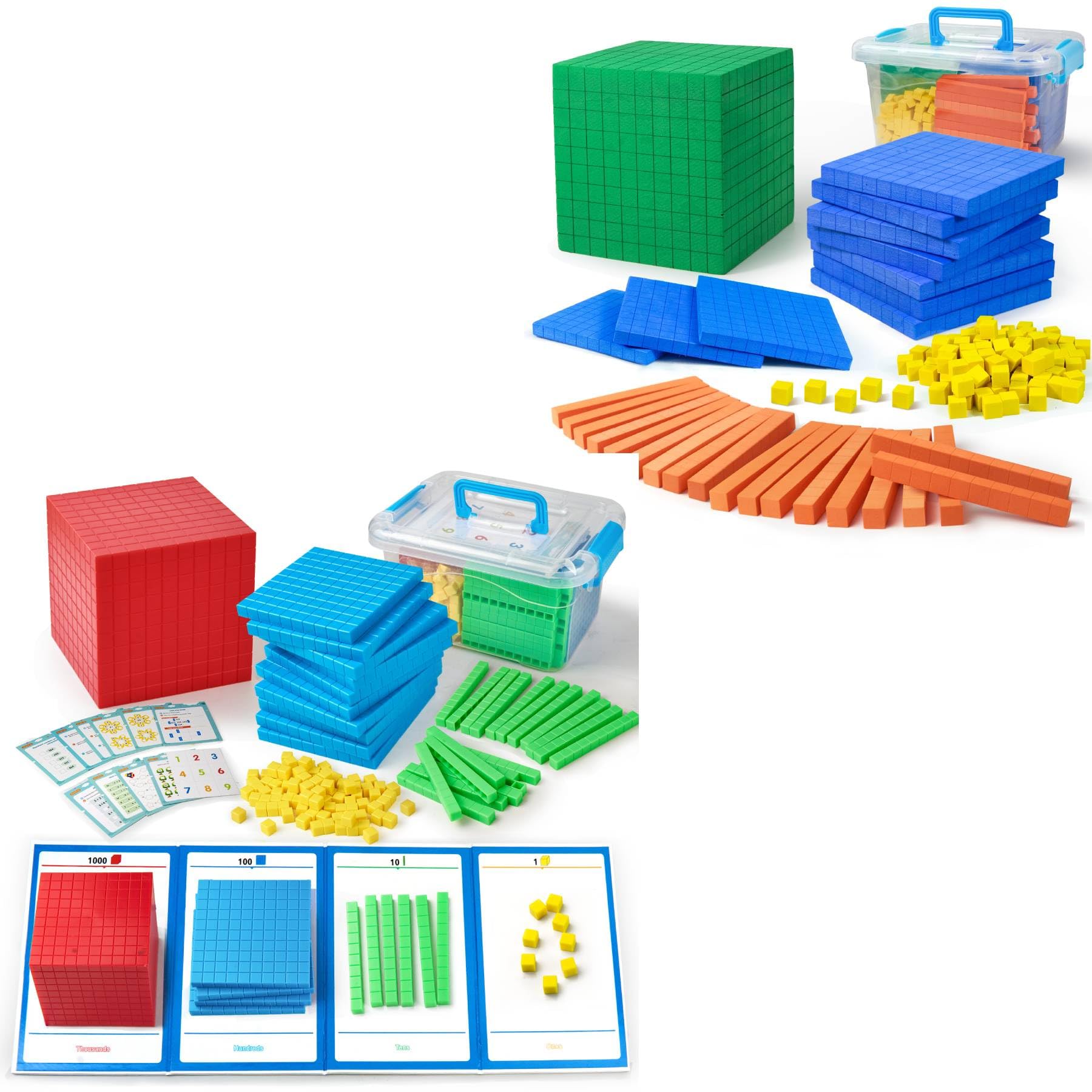 stochastic box Base Ten Blocks Plastic and Foam Base Ten Set Place Value Blocks for Early Counting Math Toy for 1st Grade