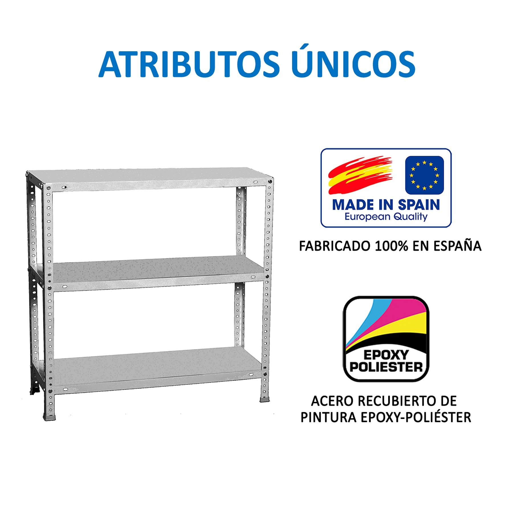 Simon Rack Estanteria Metalica 900x1000x500 mm, 3 Alturas, Bandeja Metal, 100 kg de Punto Flexión, Estanteria Almacenaje, Galvanizado - Comfort