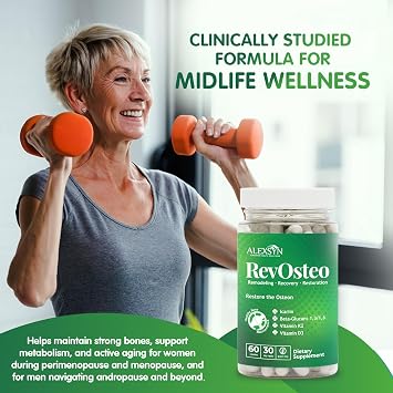 RevOsteo Bone & Metabolic Support Advanced Bone Nutrition with Icariins, Vitamin K2, D3, Boron & Beta-Glucans Vegan, Gluten-Free, Made in USA 60 Capsules, 30-Day Supply