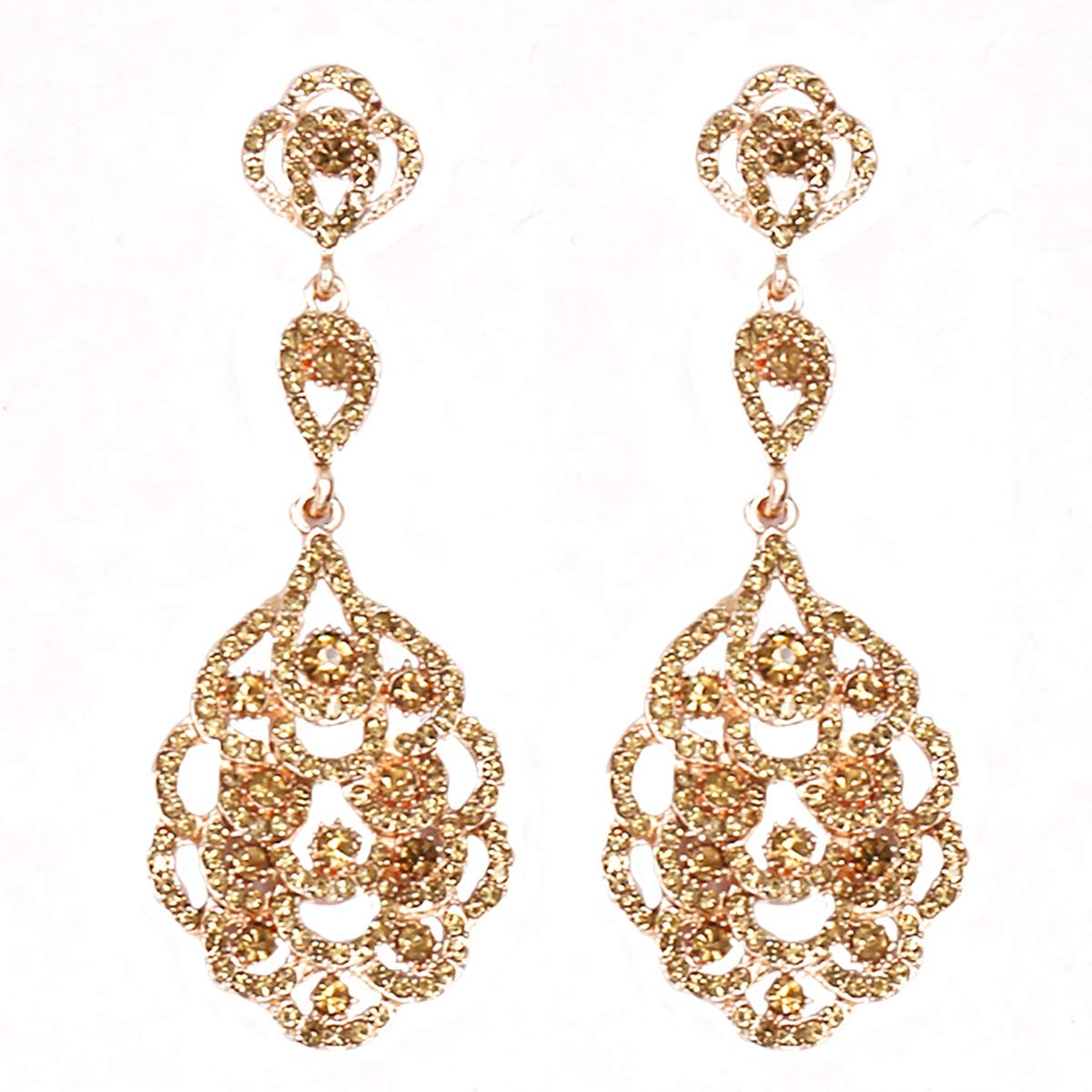mecresh Wedding Teardrop Dangle Earrings Crystal Rhinestone Beaded Chandelier Earrings for Brides Gold