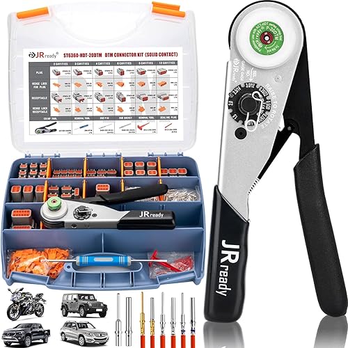 Miniatura 9 de JRready ST6360 Deutsch DTM Kit de herramientas de engarzado de conectores Deutsch y 2 3 4 6 8 12 pines con contacto sólido, terminal sólido tamaño