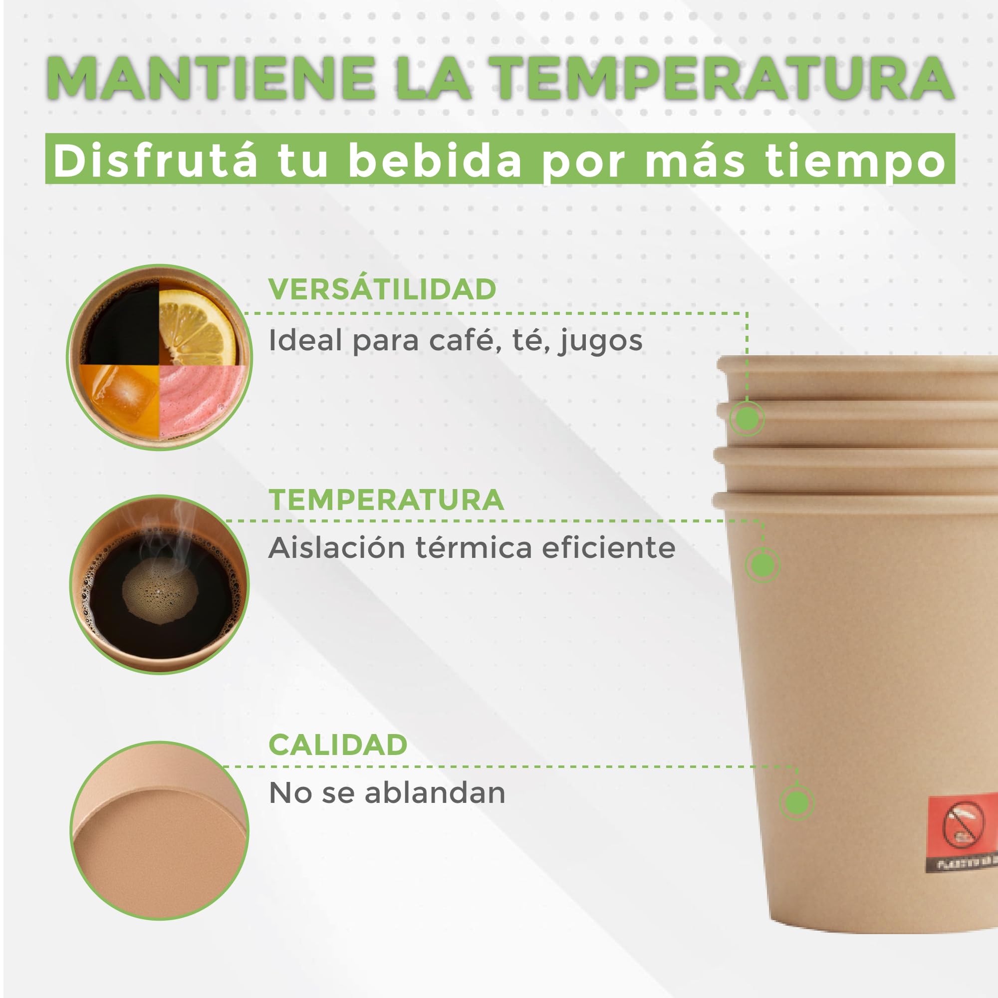 GASTROTOMI Vasos de Carton 360 ml (12 oz) – Pack 200 Unidades de Vasos Desechables - Resistentes para Bebidas Frías y Calientes - Café, Refrescos, Cerveza y Eventos - Reciclables y Uso Profesional - 4