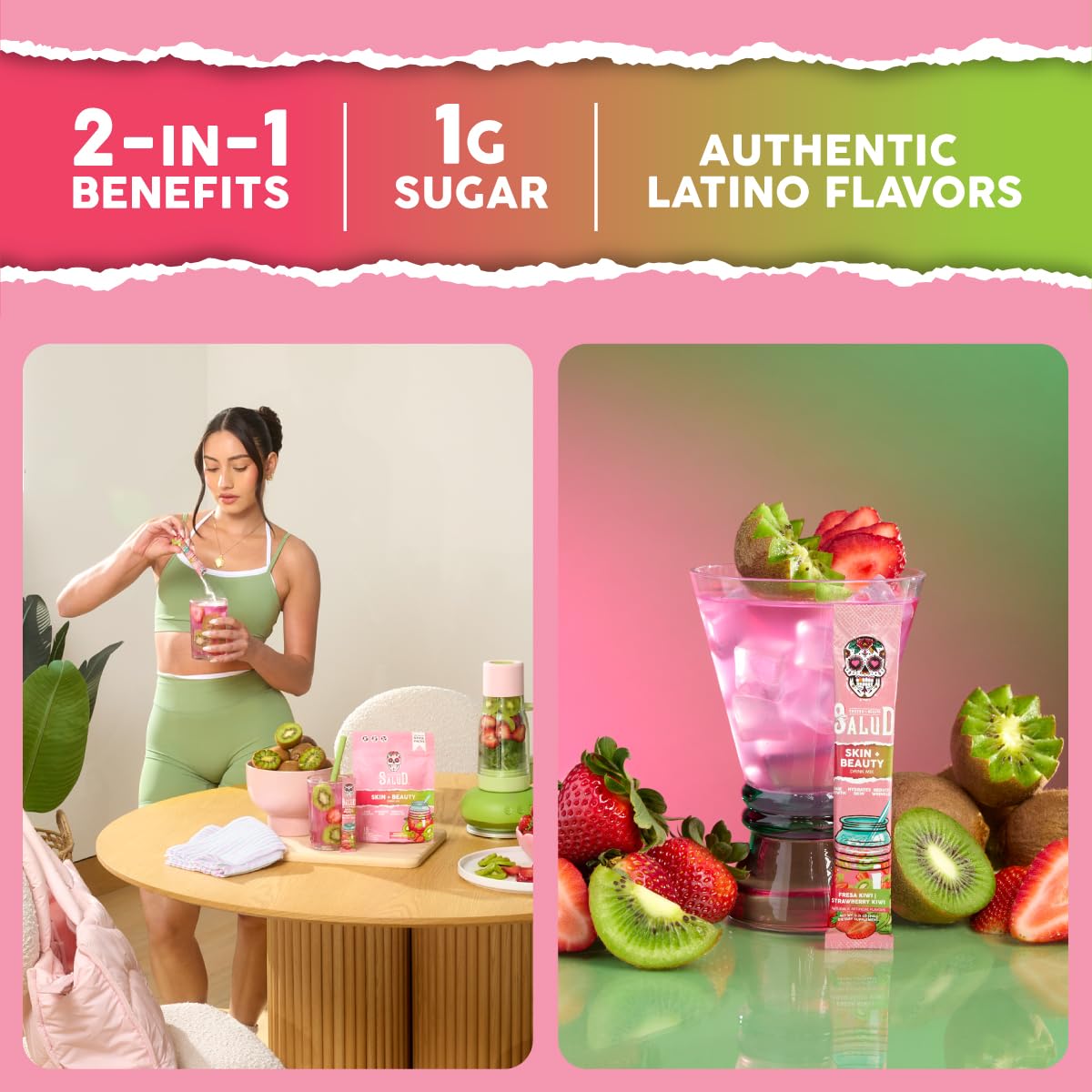 Salud 2-in-1 Skin + Beauty Drink Mix, Strawberry Kiwi — Amazon image 2