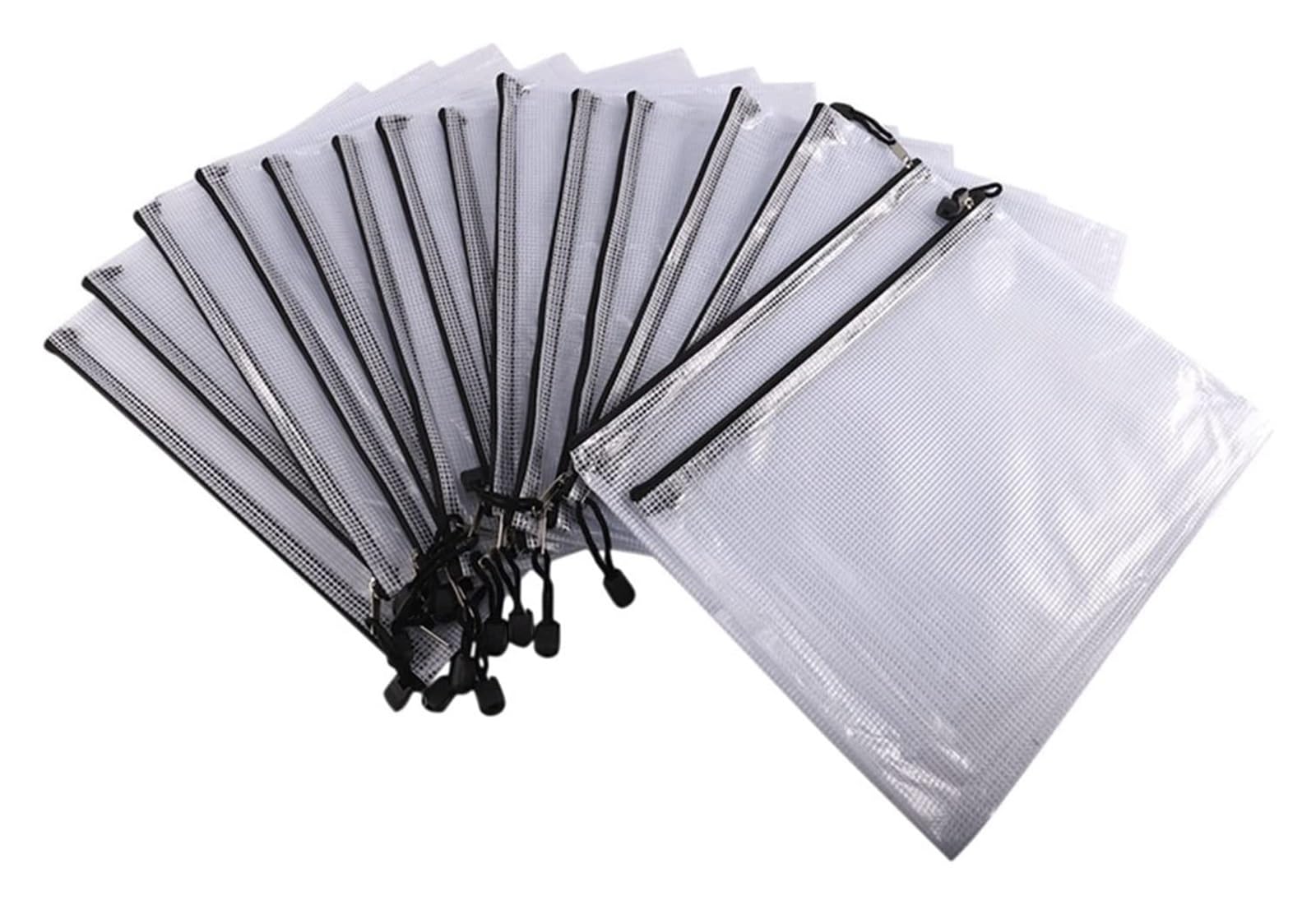 Cartelline portadocumenti, formato A4, confezione da 15 sacchetti in rete con cerniera, borsa portadocumenti impermeabile per scuola, ufficio, per organizzare cartelle di file