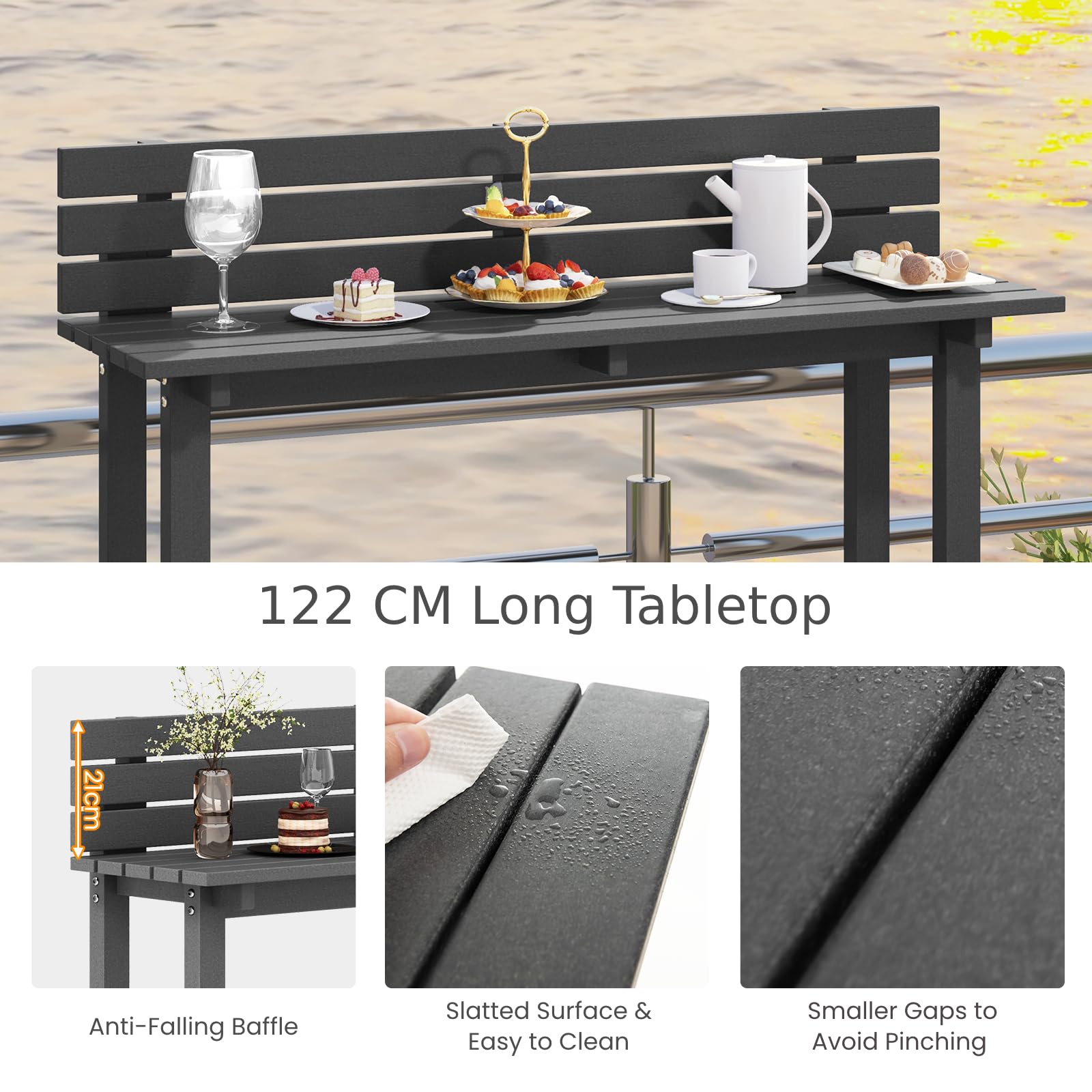 Cocktail Table Glass Table Top Giantex Patio Bar Table, 38' Height