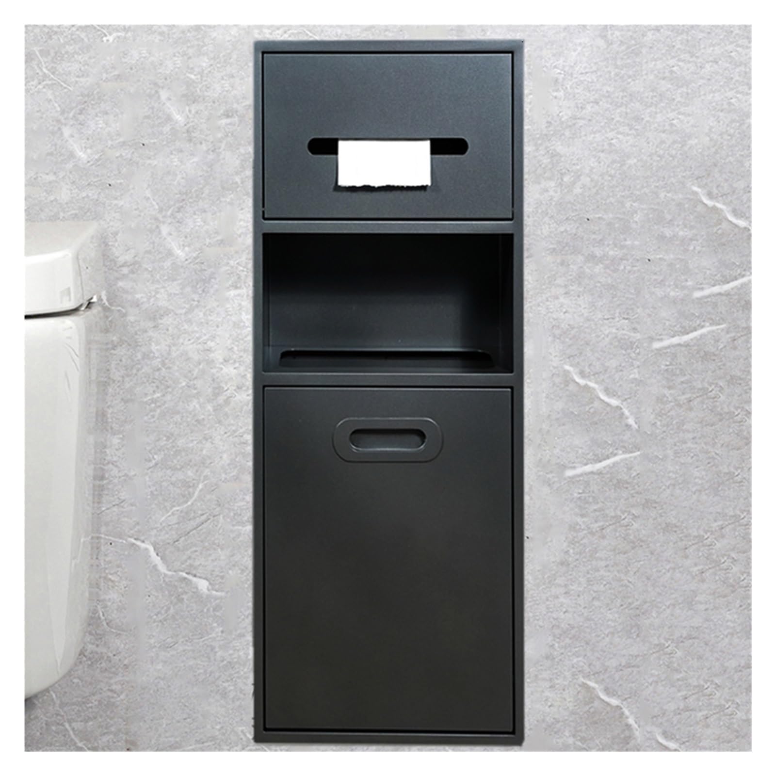 QUSYZD Stainless Steel Shower Nich, Recessed Shower Niche Trash Can Holder, Built-in Shampoo Storage Shelf for Bathroom Storage/Shampoo/Toiletries,Black-23x67x14cm/9.05x26.37x5.51in