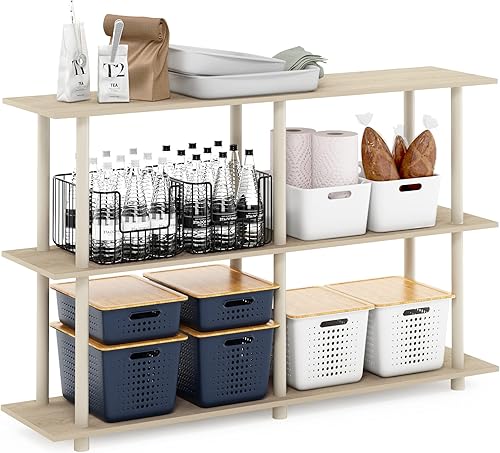 Miniatura 10 de Furinno Turn-N-Tube - Estantes de almacenamiento, estante de 3 niveles de 47.4" de ancho, estante de esquina, estantes abiertos sin herramientas,