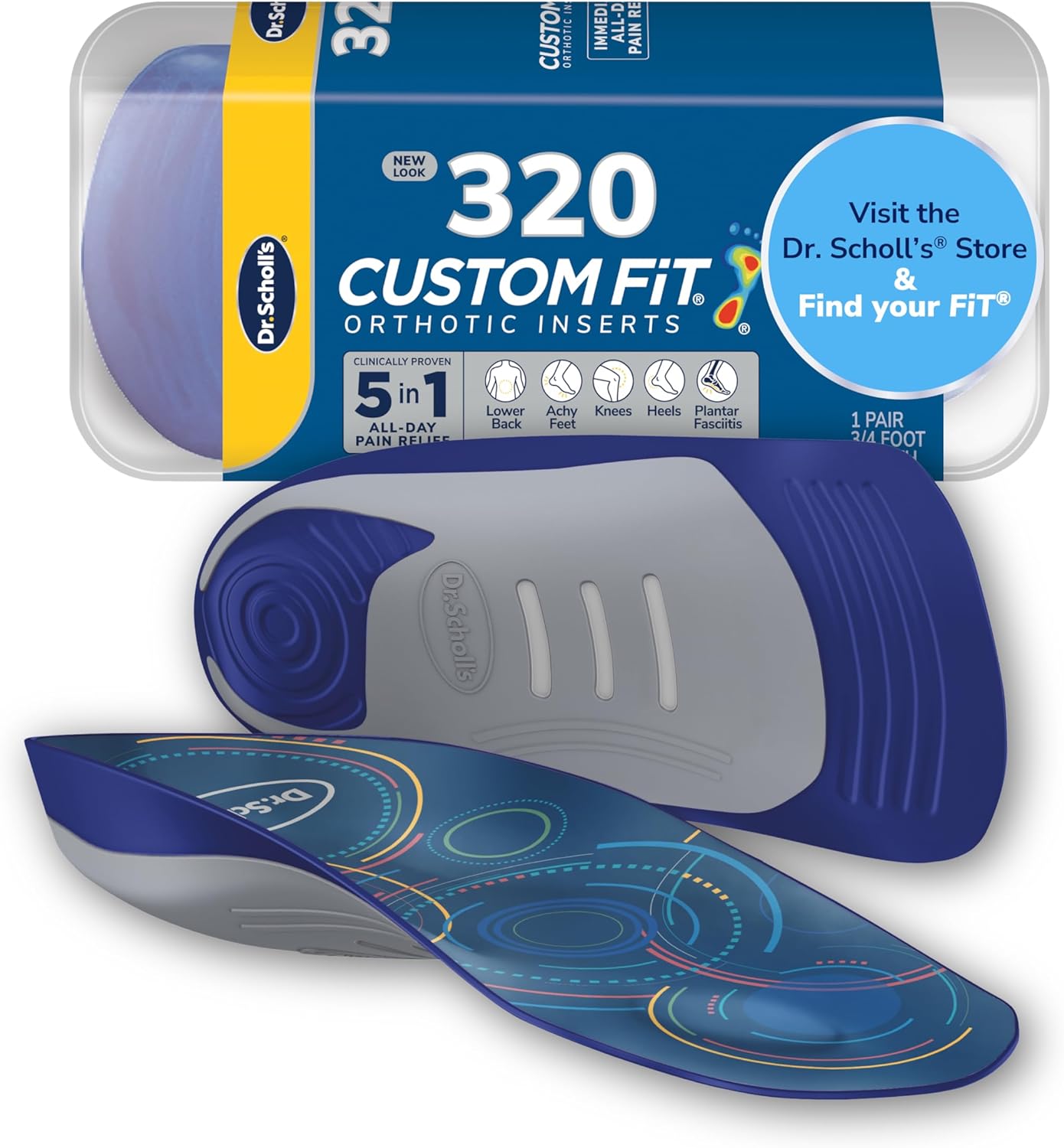 Dr. Scholl’s Custom Fit Orthotics 3/4 Length Inserts CF 320